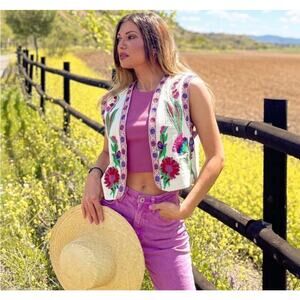 Zara Floral Embroidered Vest